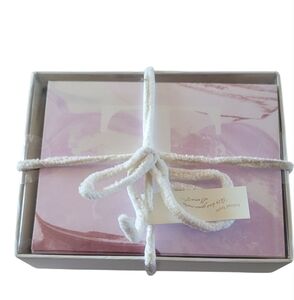 Anthropologie "T" Monogram Notecard Set Pink and White Stationery Set for Office